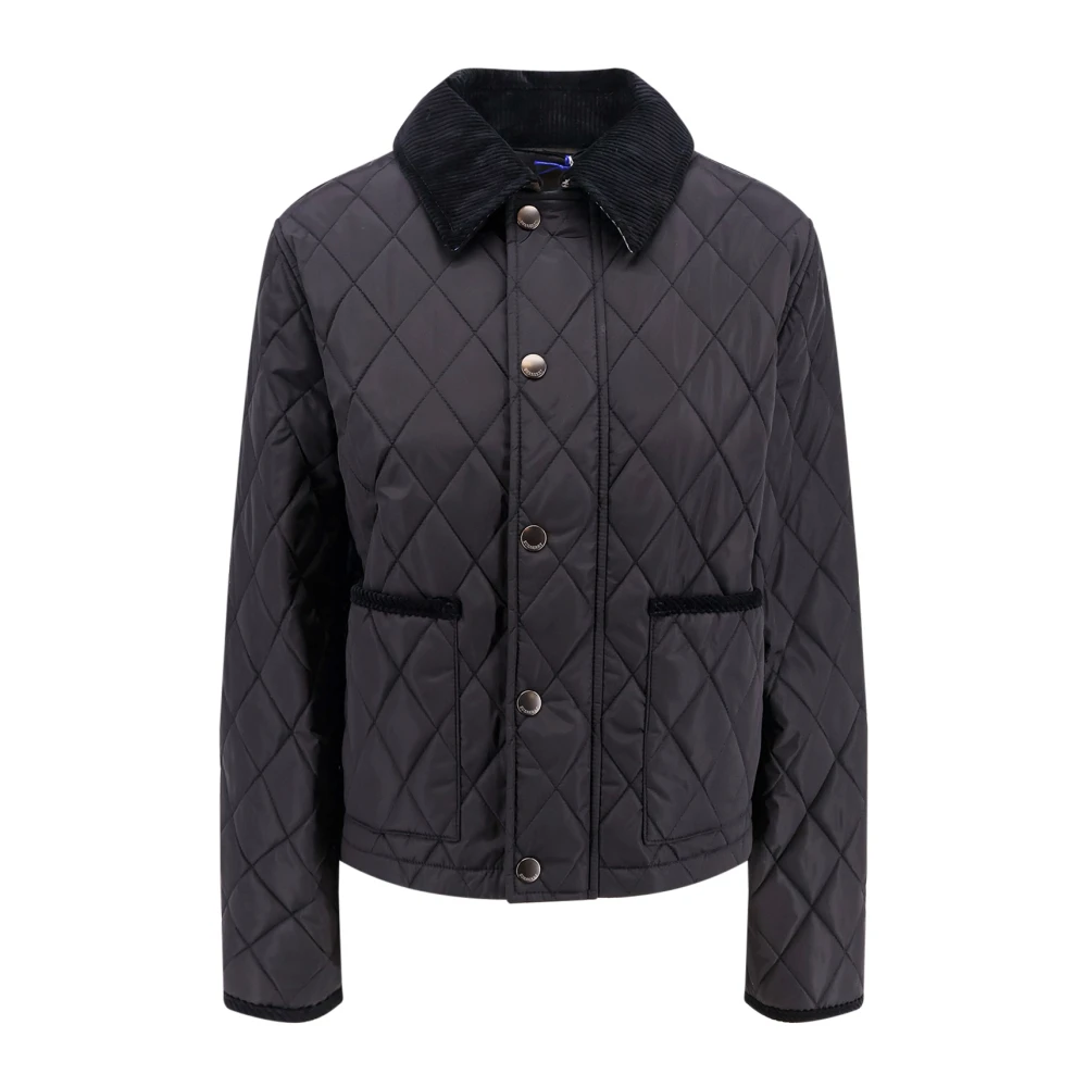 Burberry Gewatteerde Nylonjas met Fluwelen Profielen Black Dames