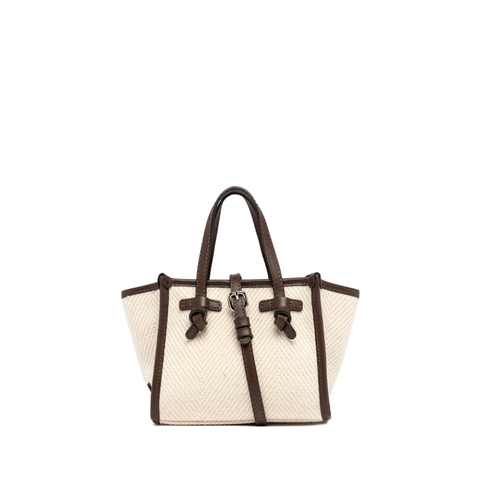 Gianni Chiarini Stijlvolle tweed en leren clutch Beige Dames