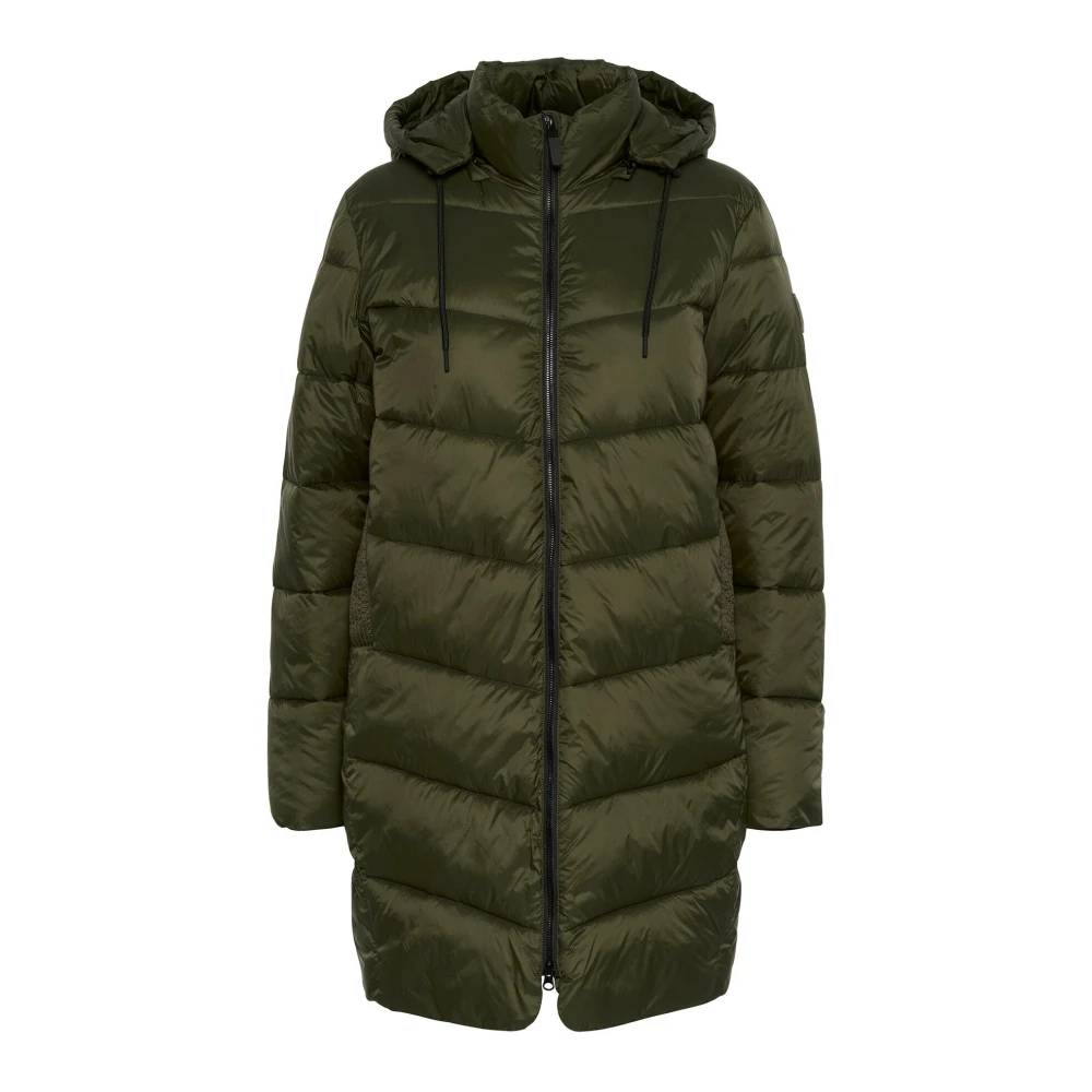 Kaffe Women's Green Quilted Forest Night Coat With Hood - Parkas - 2XL - Coats