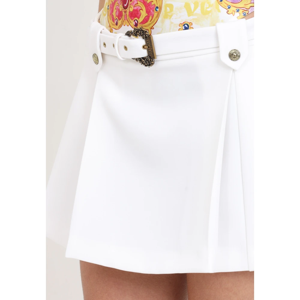 Versace Jeans Couture Witte Gesp Geplooide Rok White Dames