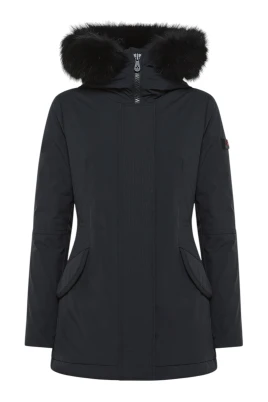 Svart Slim Jacket med Pälskrage
