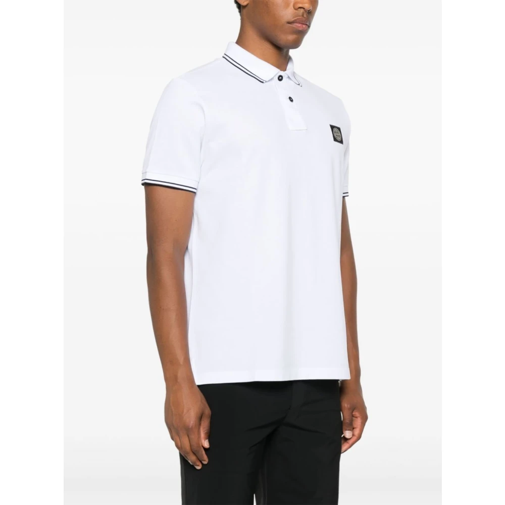 Stone Island Wit Organisch Katoenen Poloshirt White Heren