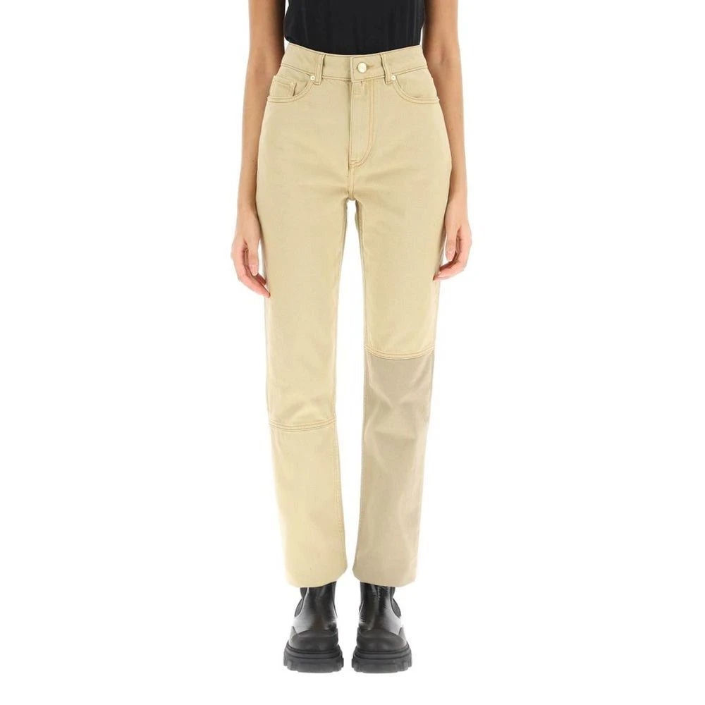 Ganni Brown Cotton Swigy Jeans - Female - Straight Fit Jeans - W27 - Jeans
