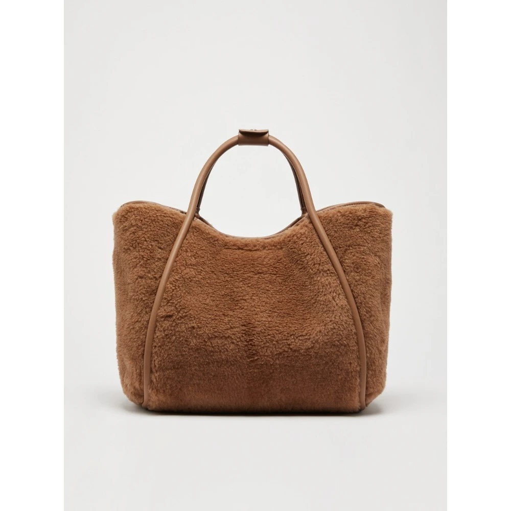 Max Mara Luxe Teddy Tas met Leren Details Brown Dames