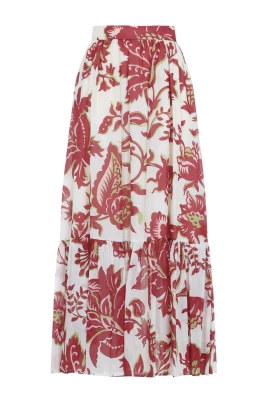 Cotton Flounce Hem Maxi Skirt