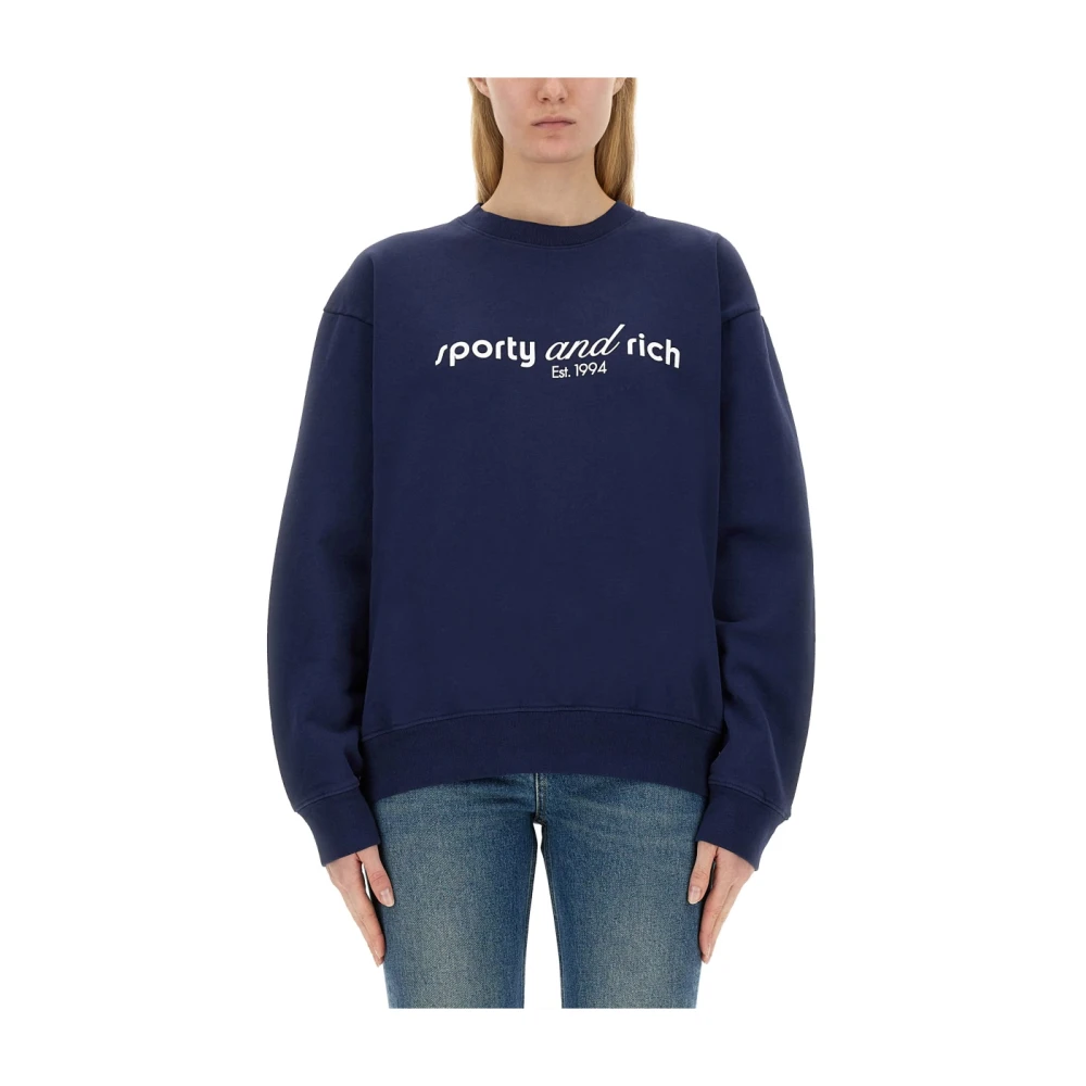 Sporty & Rich CO Logo Sweatshirt Blue Dames