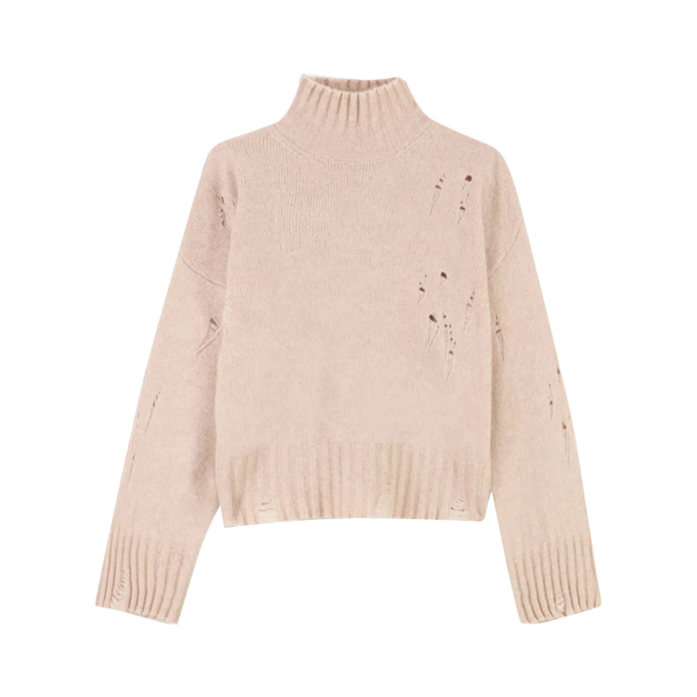Aniye By Zachte hoge hals wollen trui Beige Dames