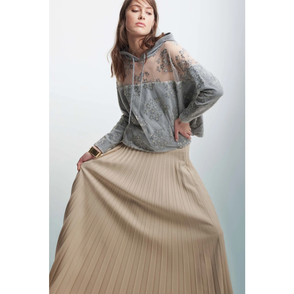 Kocca Geplooide Viscose Rok Beige Dames