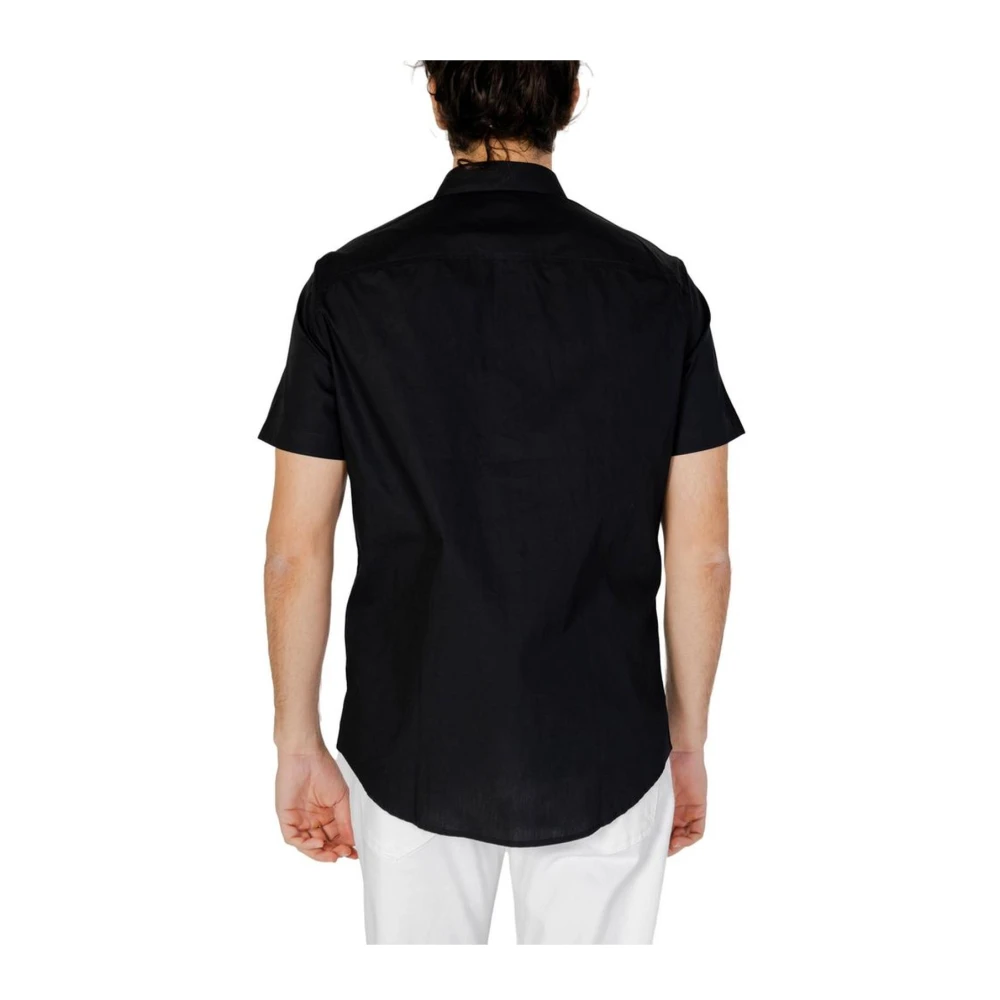 Armani Exchange Katoenen Korte Mouw Shirt Black Heren