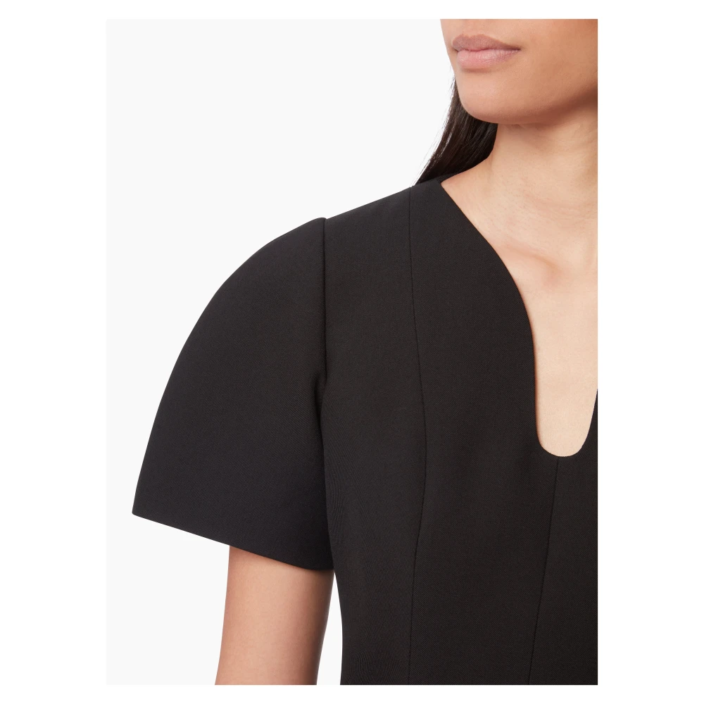 Nina Ricci Zwarte Wol Peplum Jurk Black Dames