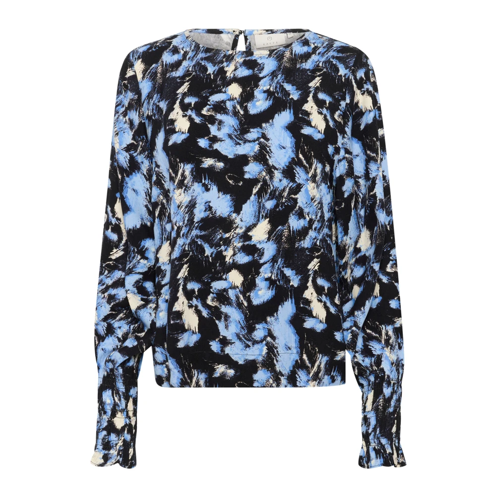 Kaffe Grafische Strepen Blouse in Zwart Blauw Multicolor Dames