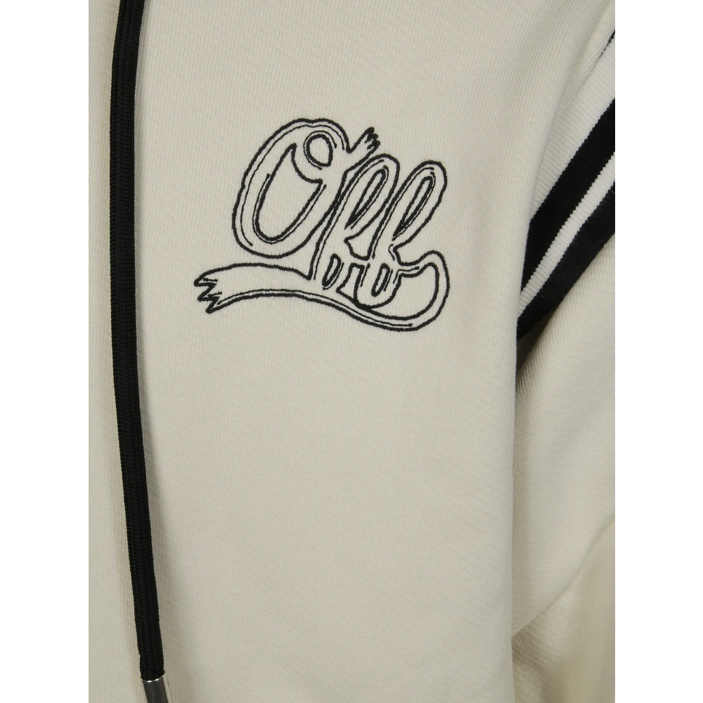 Off White Varsity Fleece Hoodie White Heren