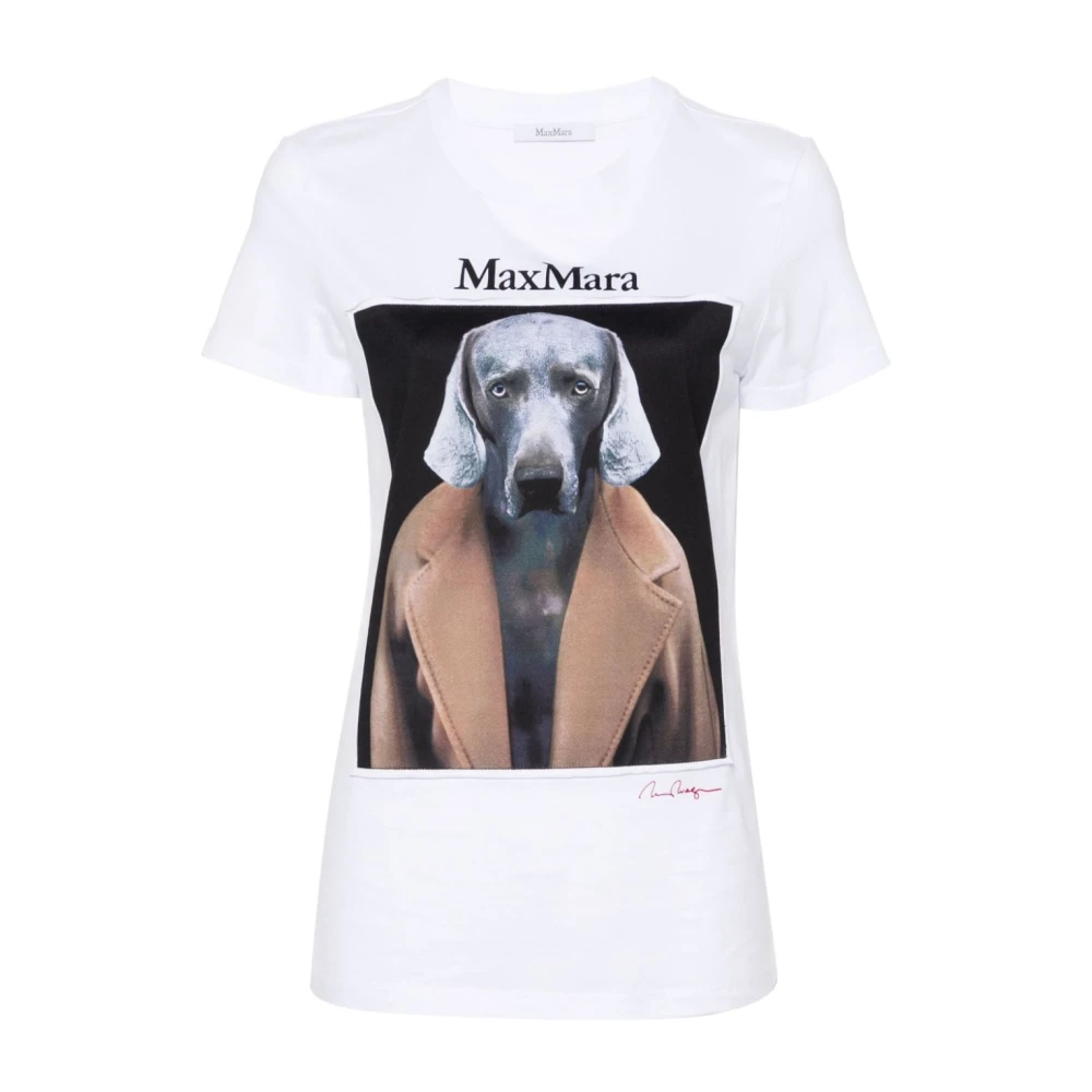 Max Mara Iconische Print Crew Neck T-shirt White Dames