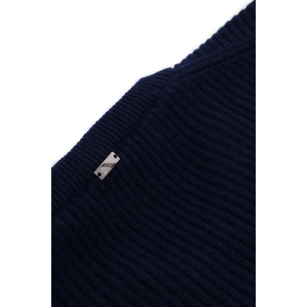 Herno Geribde trui van wol en kasjmier met ronde hals Blue Heren