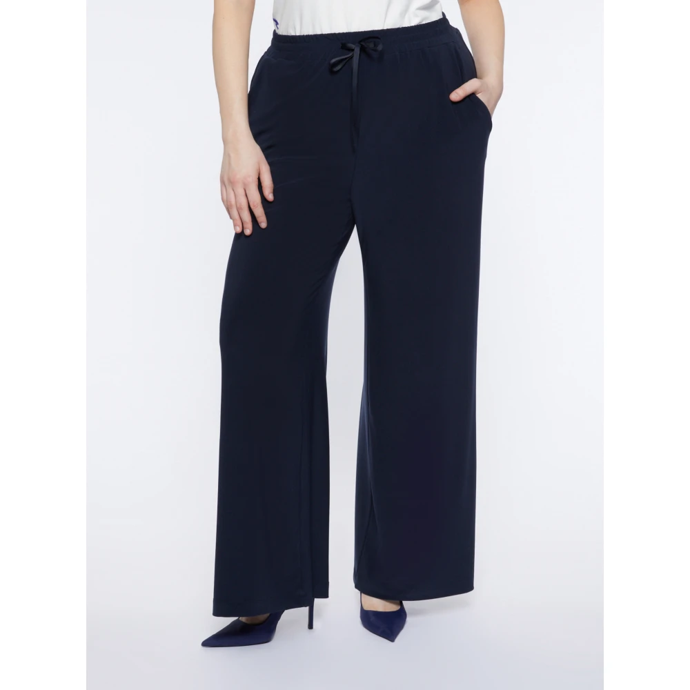 Fiorella Rubino Wijde Pijp Jersey Broek Blue Dames