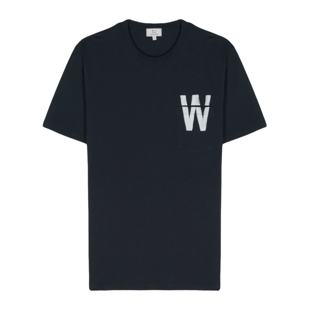 Woolrich Blauw Crew Neck T-shirt met Zakje Blue Heren