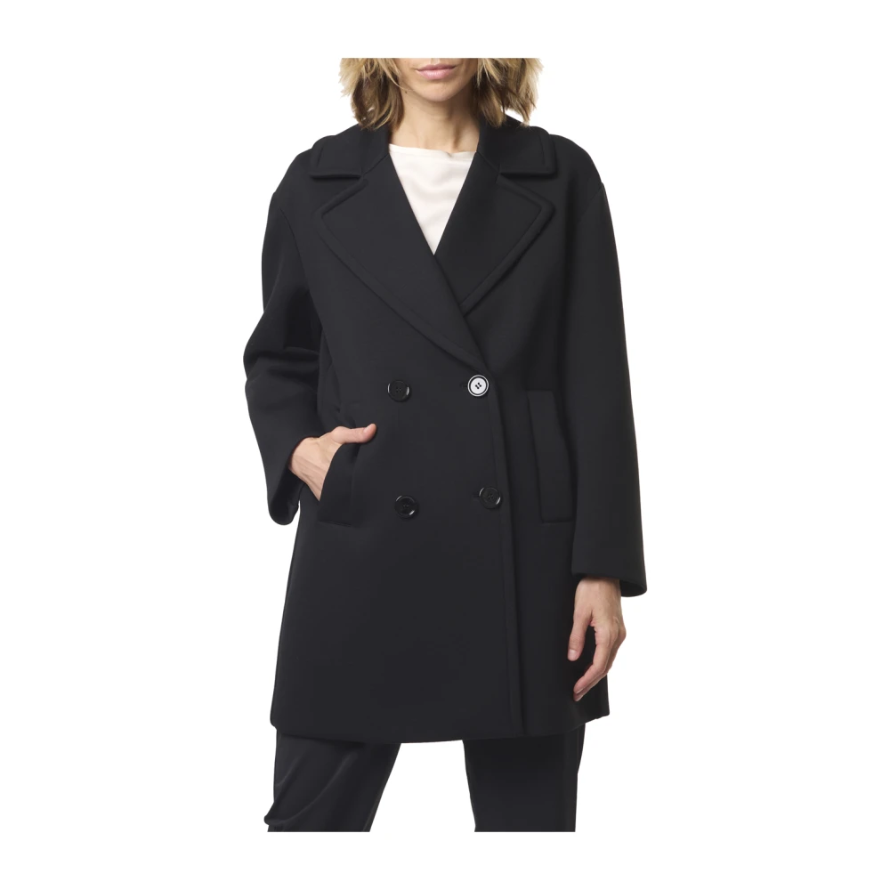 Max Mara Zwarte double-breasted scuba jas Black Dames