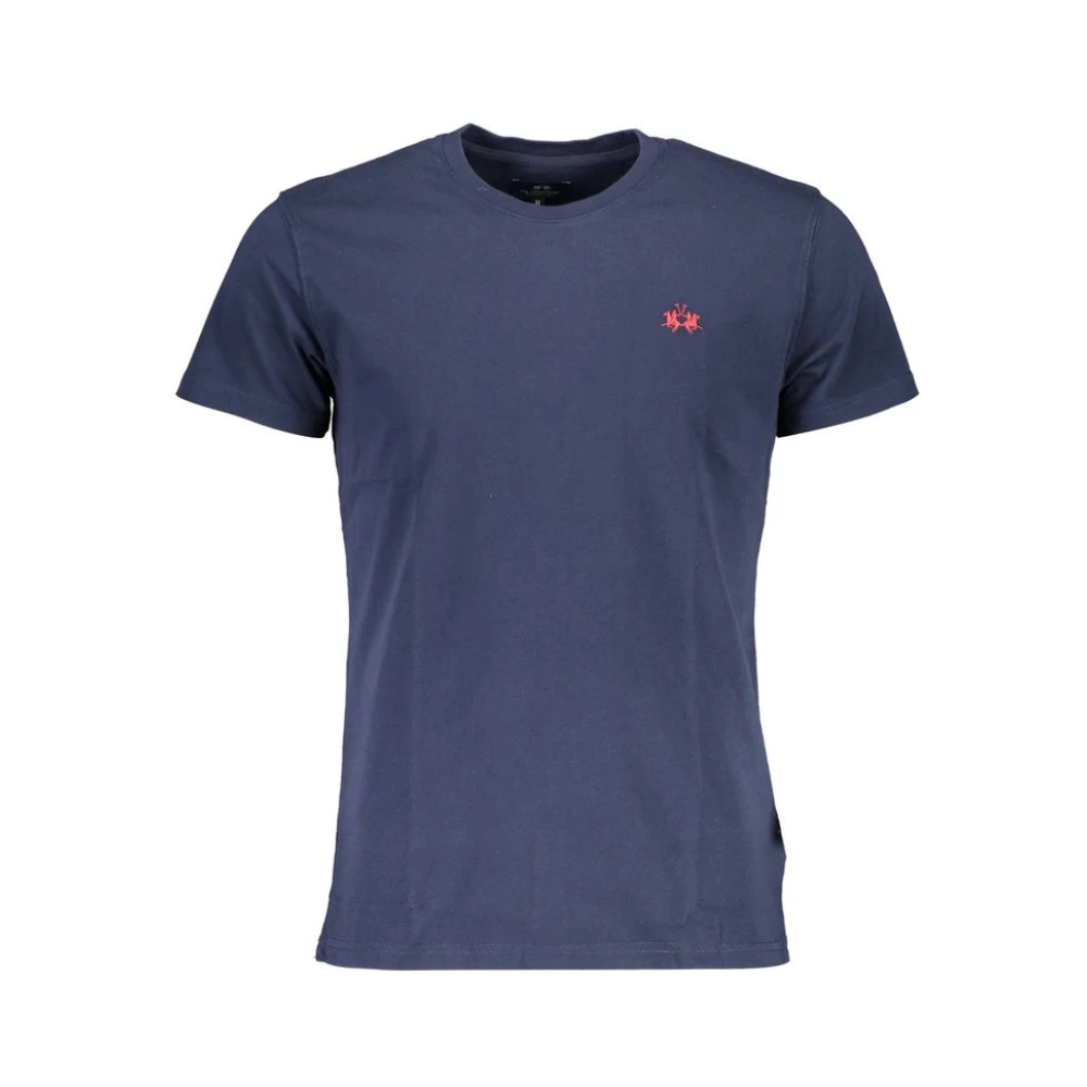 La Martina Men's Blue T-Shirts,, Elegant Cotton T-Shirt With Embroidery 2XL