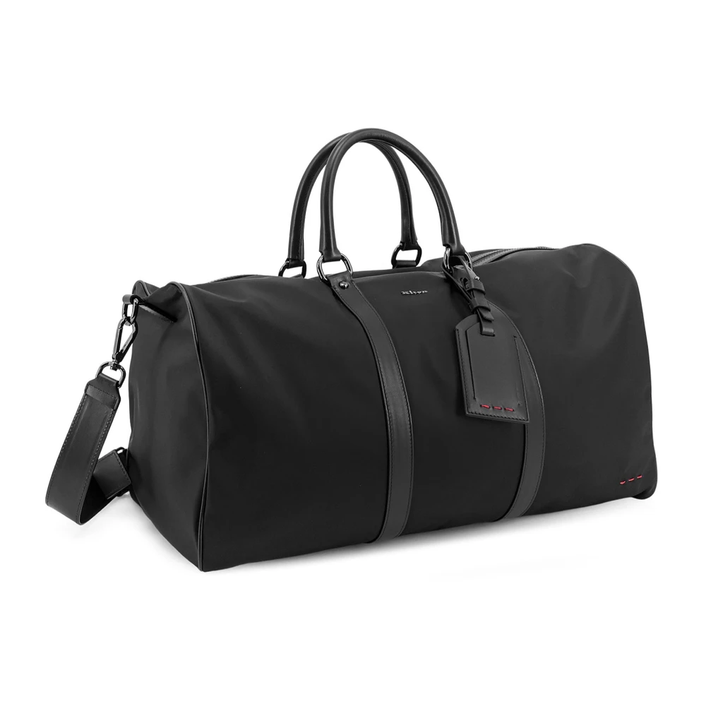 Kiton Nylon Duffeltas met Leren Inzetstukken Black Heren
