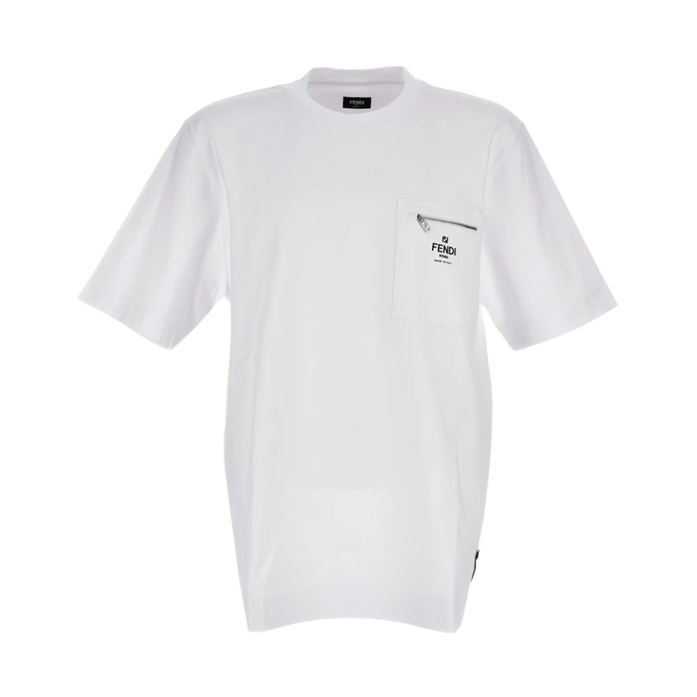 Fendi Men's White Crew-Neck T-Shirt