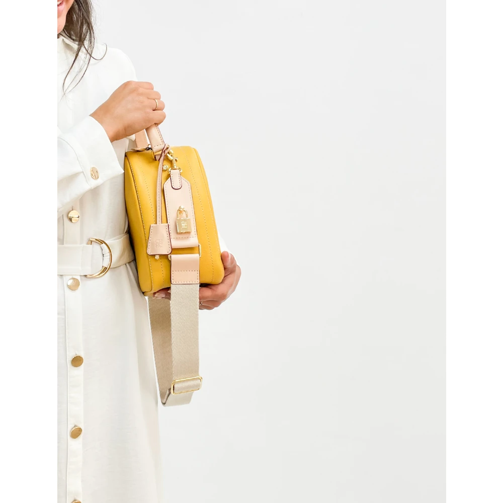 Carolina Herrera Vergrendelde Mimosa Leren Tas Yellow Dames