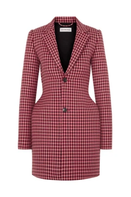 Puffy Effekt Ullrutig Blazer Jacka