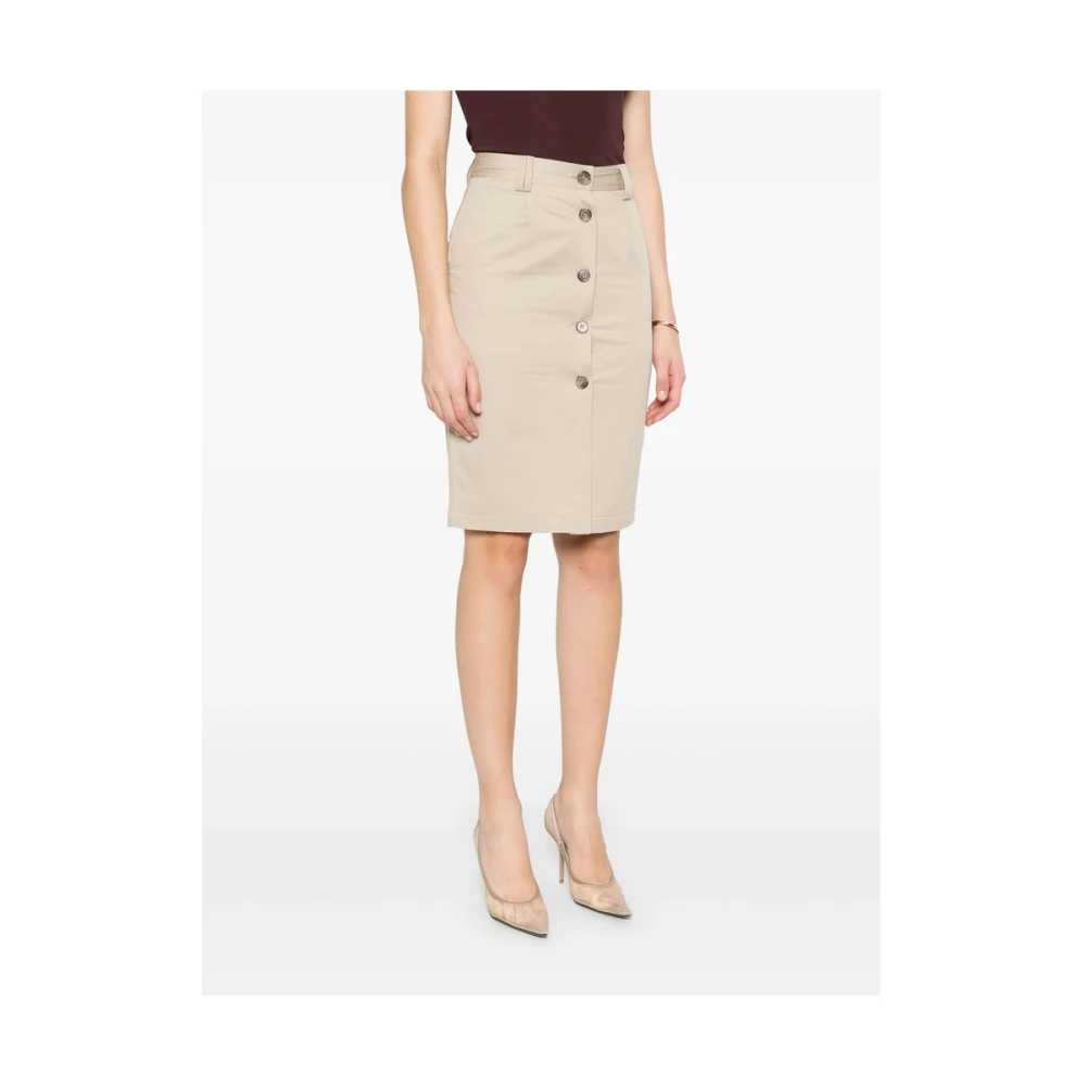 Anine Bing Beige Rok met Knoopsluiting en Zakken Beige Dames