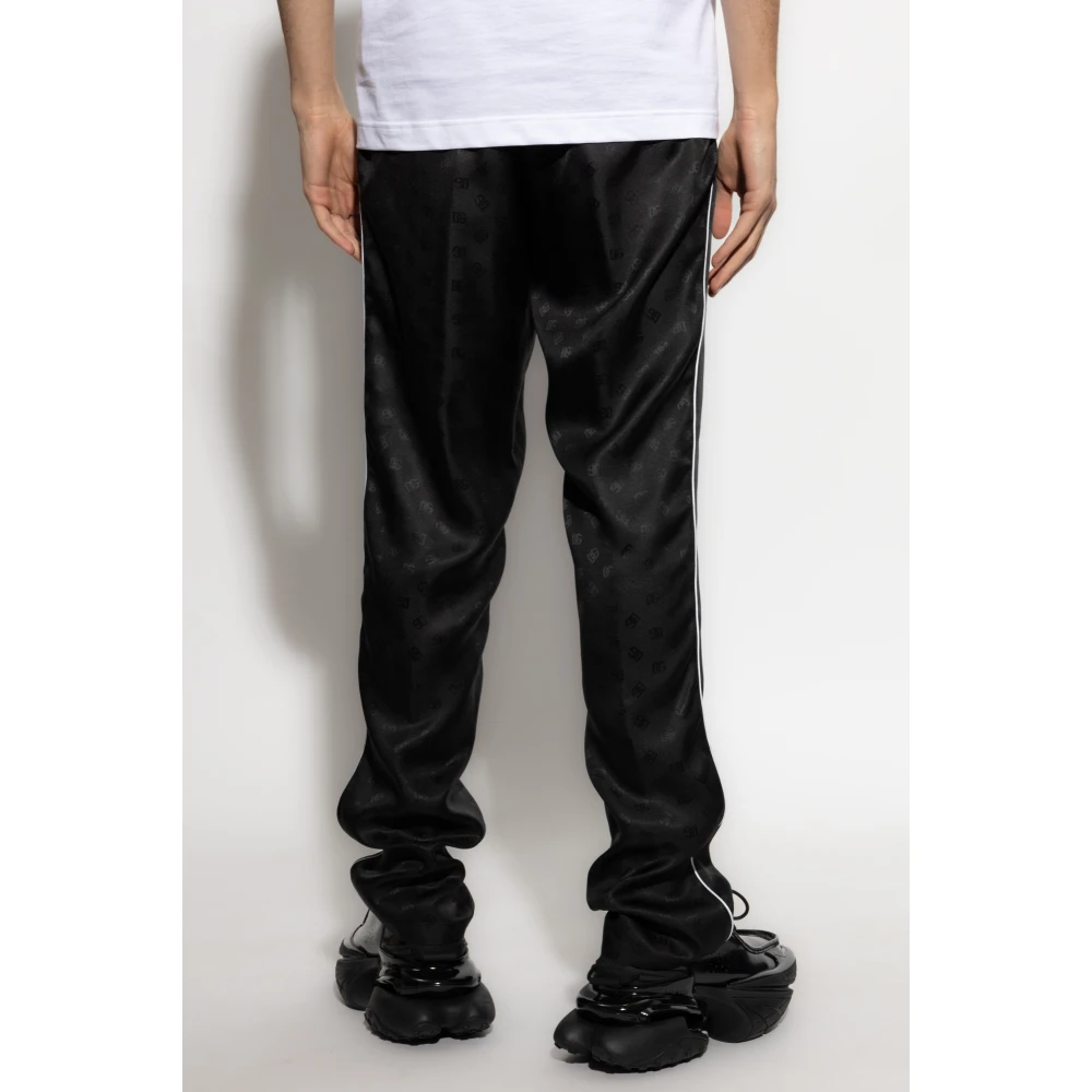 Dolce & Gabbana Zijden broek met monogram Black Heren