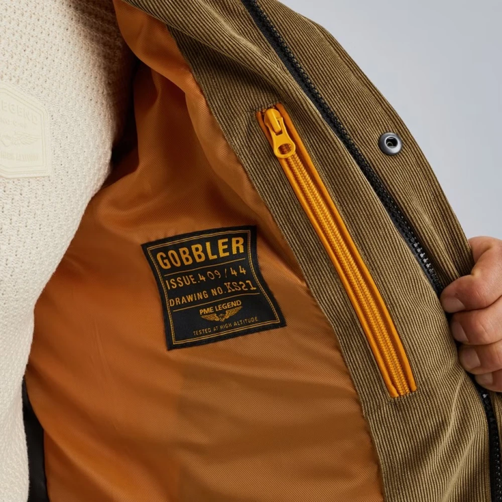 PME Legend Corduroy Gobbler Jack met Verstelbare Capuchon Beige Heren