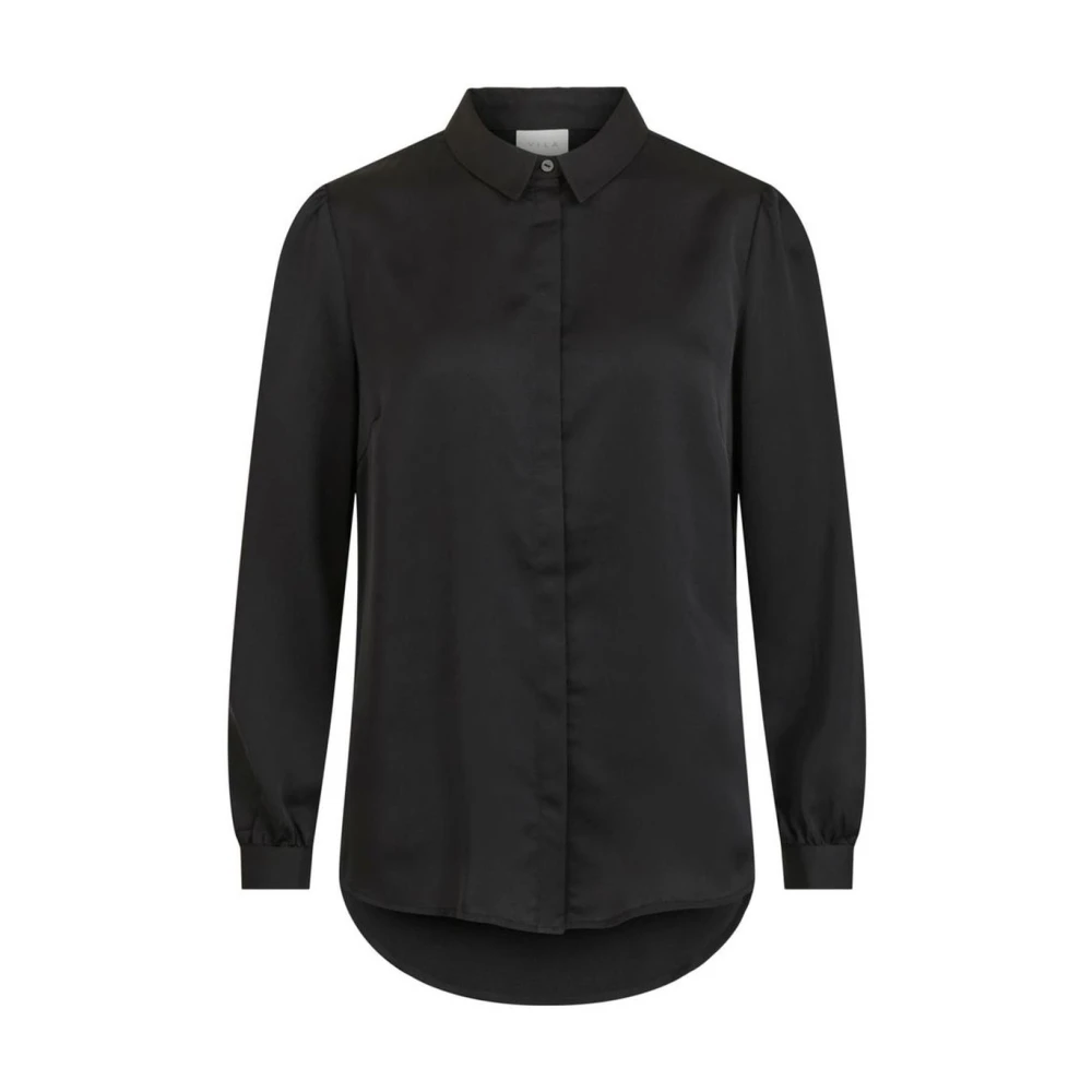 VILA Svart Polyester Långärmad Tröja Black, Dam