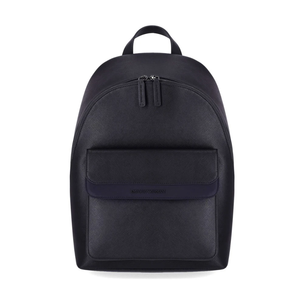 Emporio Armani Blauwe ronde rugzak met klepzak Blue Heren