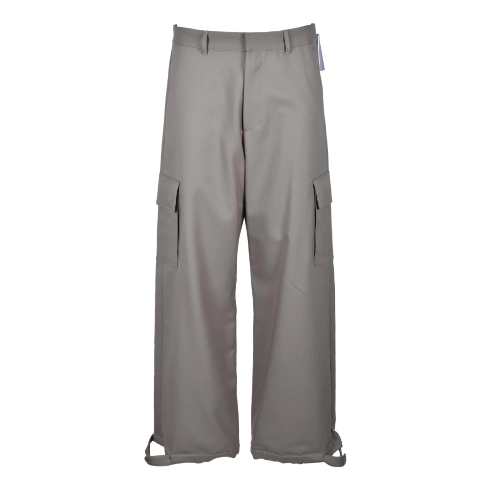 Off White Polyester Casual Byxor Gray, Herr