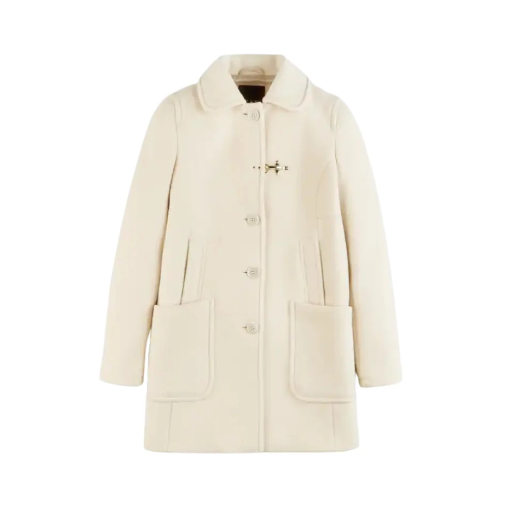 Fay Beige Single-Breasted Coats, Female, M, Bon Ton Wool Coat With Pockets