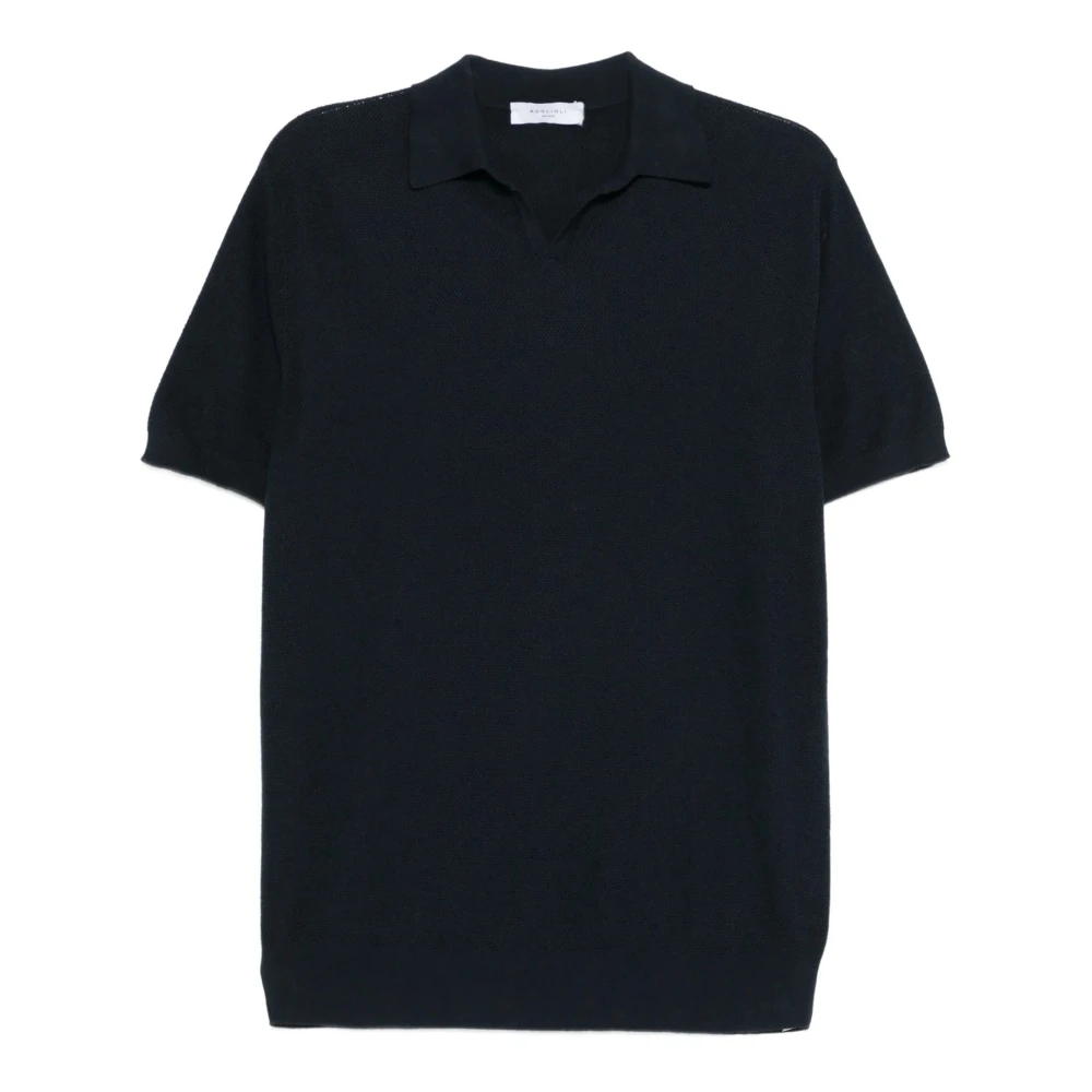 Boglioli Black Polo Shirts, Male, L, Garment Dye Cotton Polo