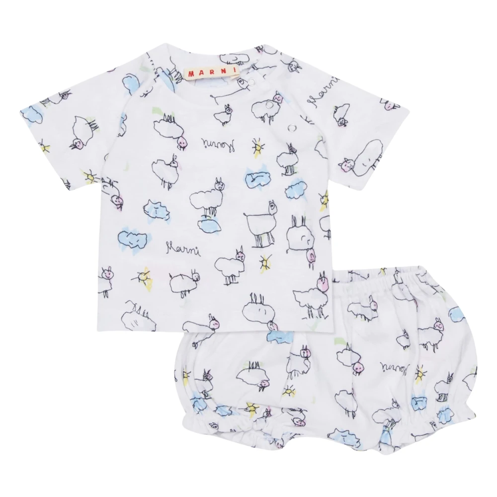 Marni Unisex Kids White Kids Sets, 9 M, Baby Short Set