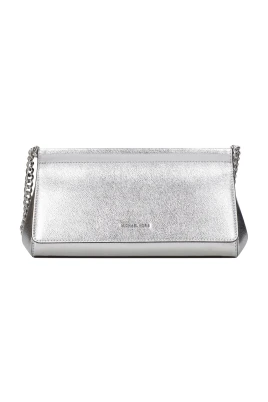 Silver Metallic Läder Axelremsväska