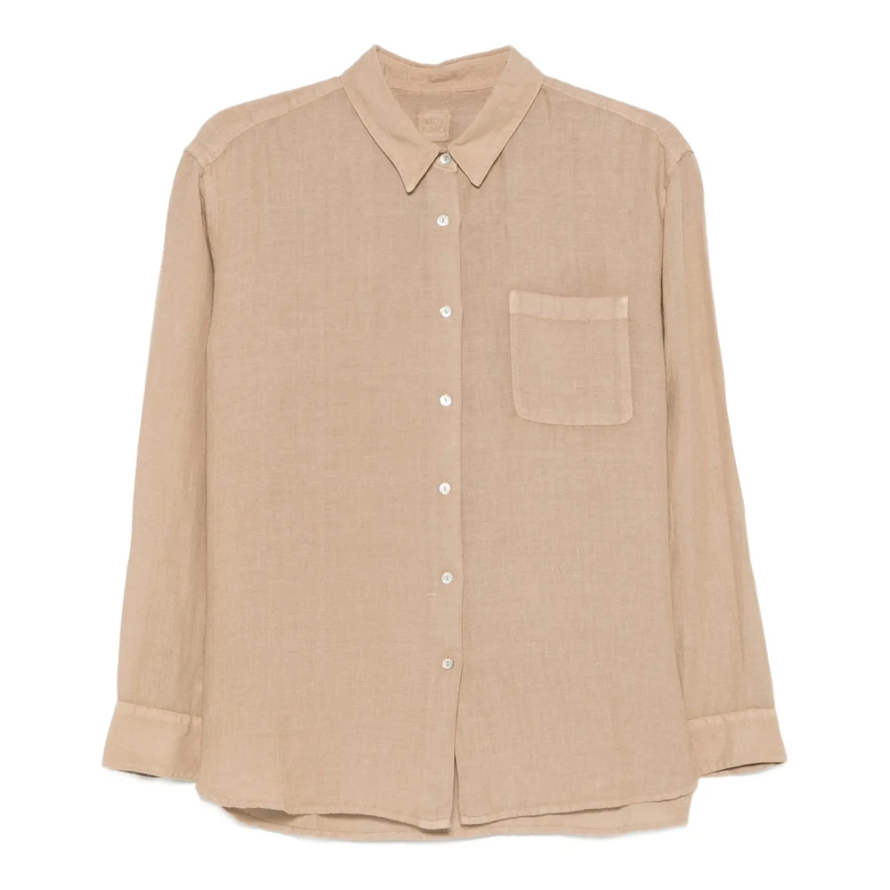 120% Lino Brown Linen Shirt - Female - Shirts - M - Blouses & Shirts