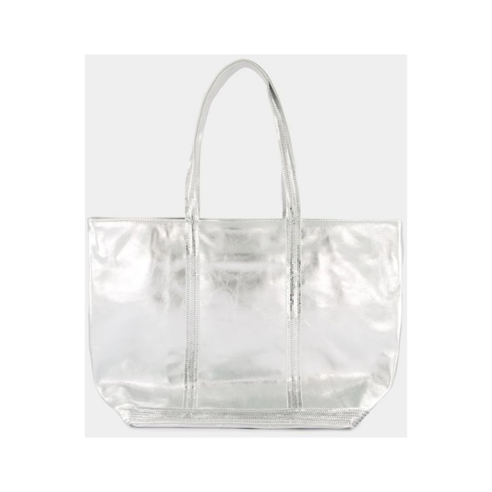 Vanessa Bruno Paillet Shopper Tas Leer Zilver Gray Dames