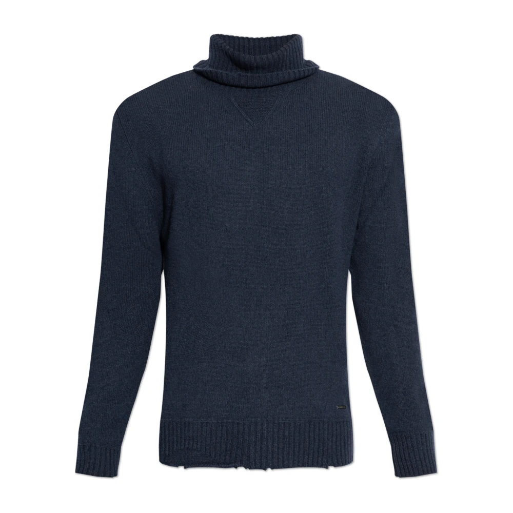 Dsquared2 Blauwe Wol Kasjmier Coltrui Sweater Blue Heren