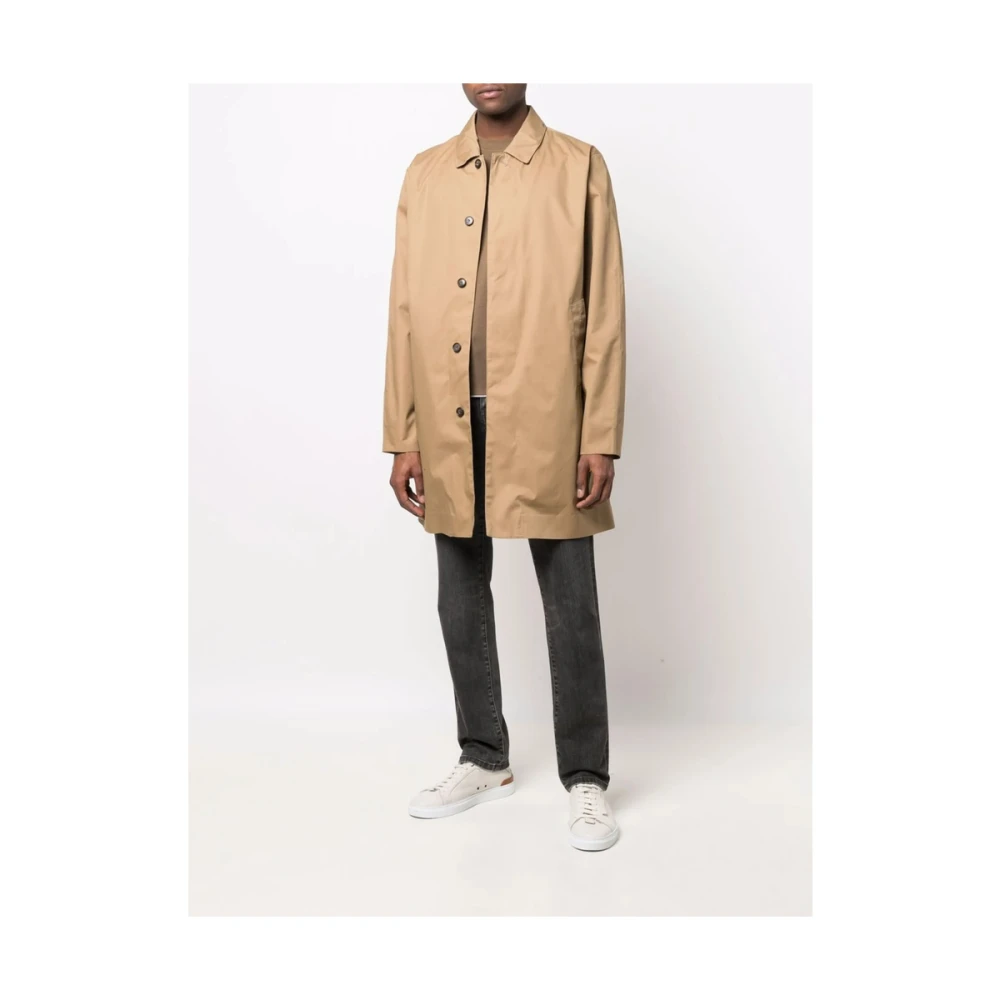 Barbour Klassieke Katoenen Jas met Verborgen Knopen Beige Heren
