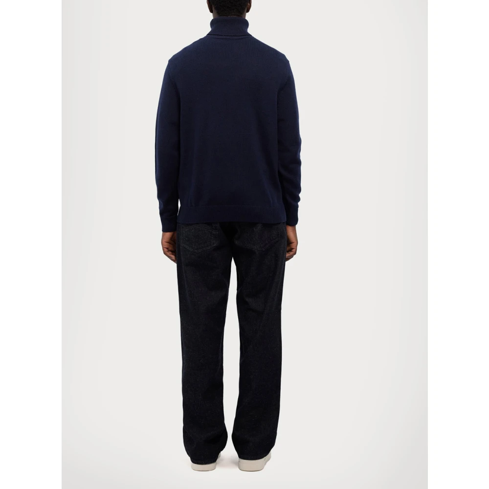 Emporio Armani Blauwe Wolmix Dolcevita Jurk Blue Heren