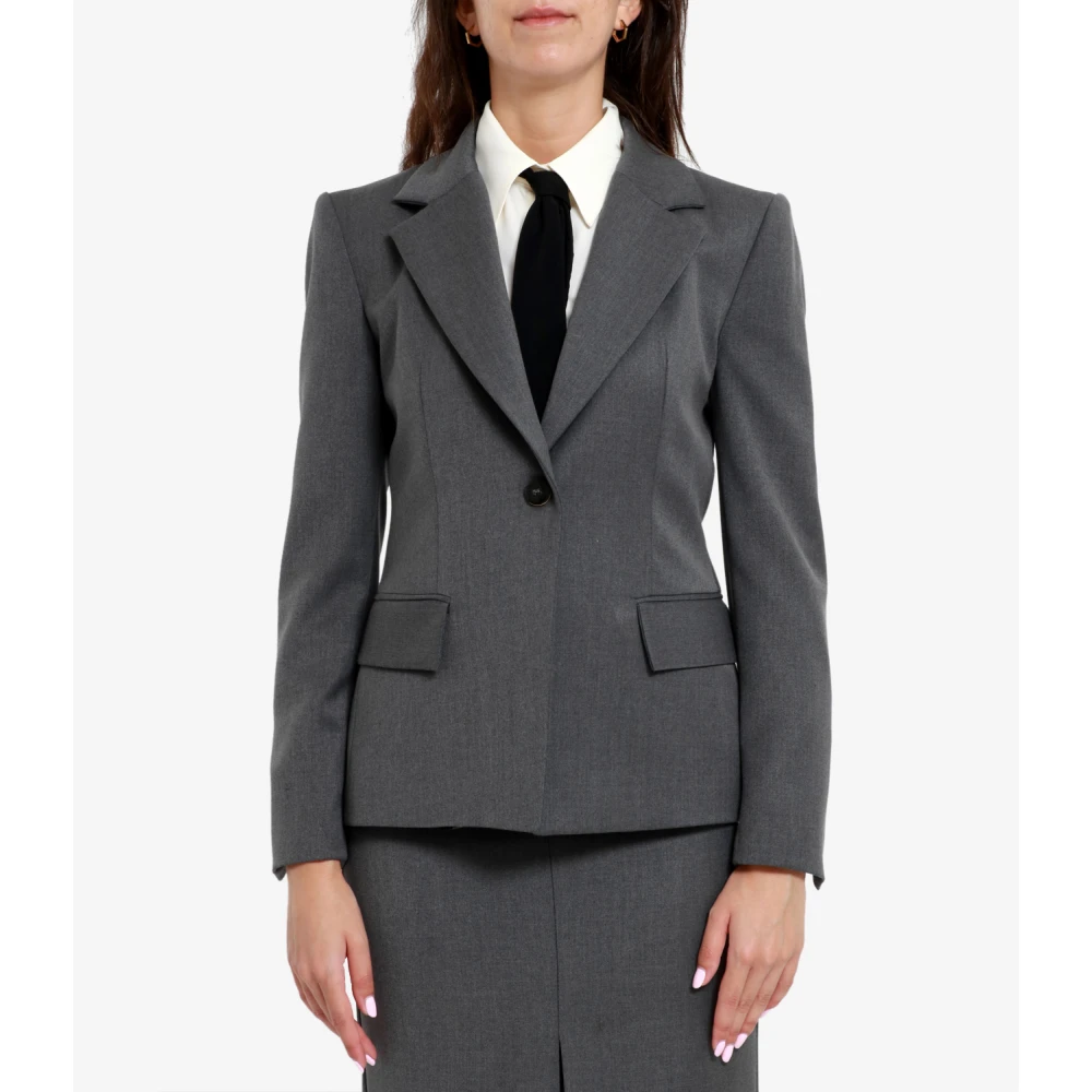 Simona Corsellini Stijlvolle Viscose Blend Jas Gray Dames