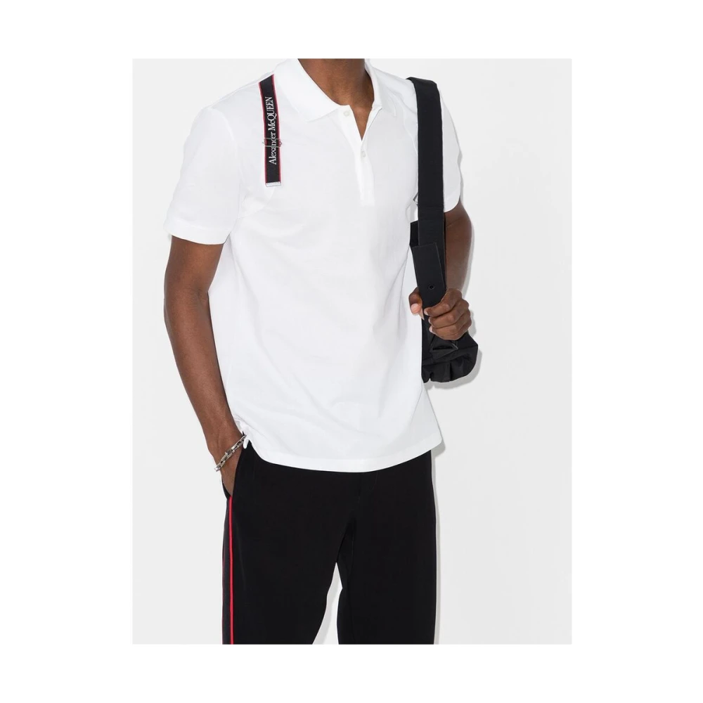 alexander mcqueen Logo-Strap Polo Shirt White Heren