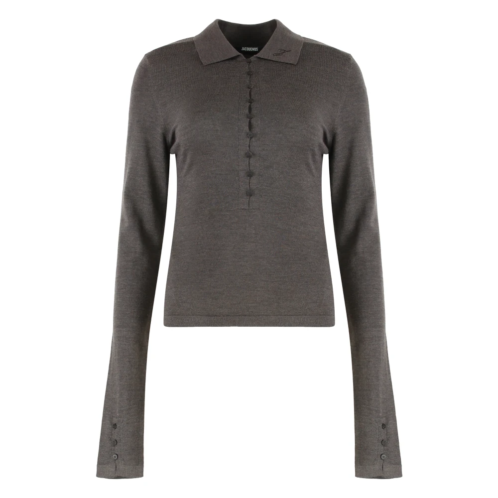Jacquemus Brown Polo Shirts, Female, L, Merino Long-Sleeve Polo