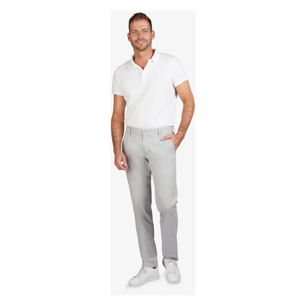 club of comfort Slim Fit Chino met Comfort Tailleband Gray Heren
