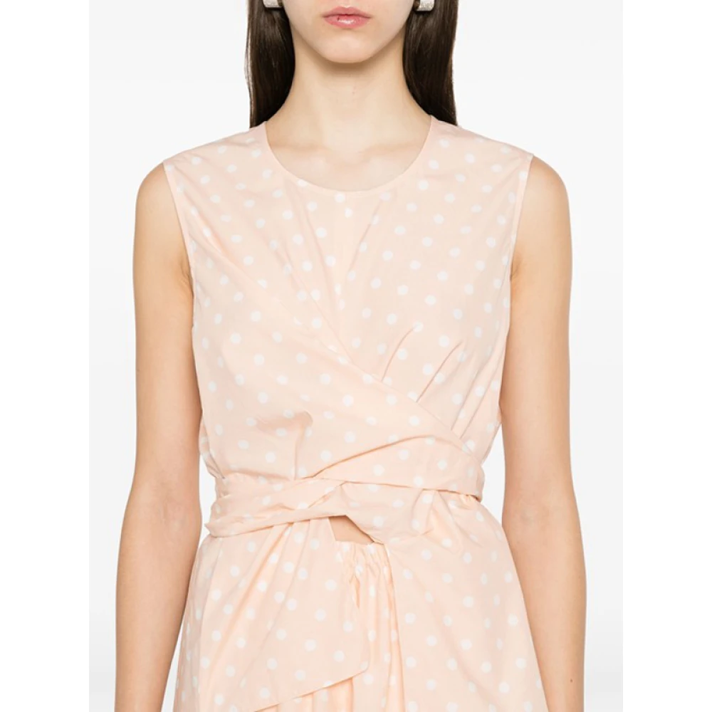 Fabiana Filippi Zalmroze Polka-Dot Midi Jurk Pink Dames