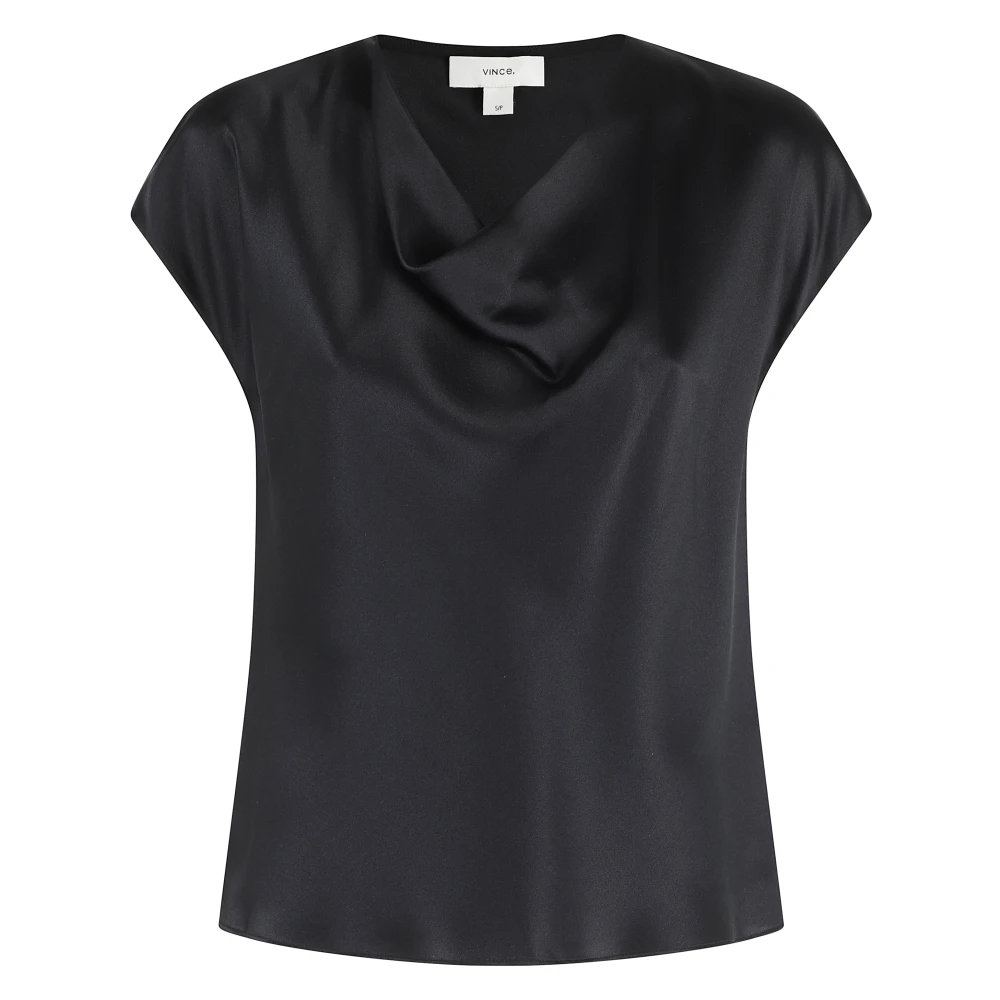 Vince Zilveren Cap Sleeve Cowl Neck Black Dames