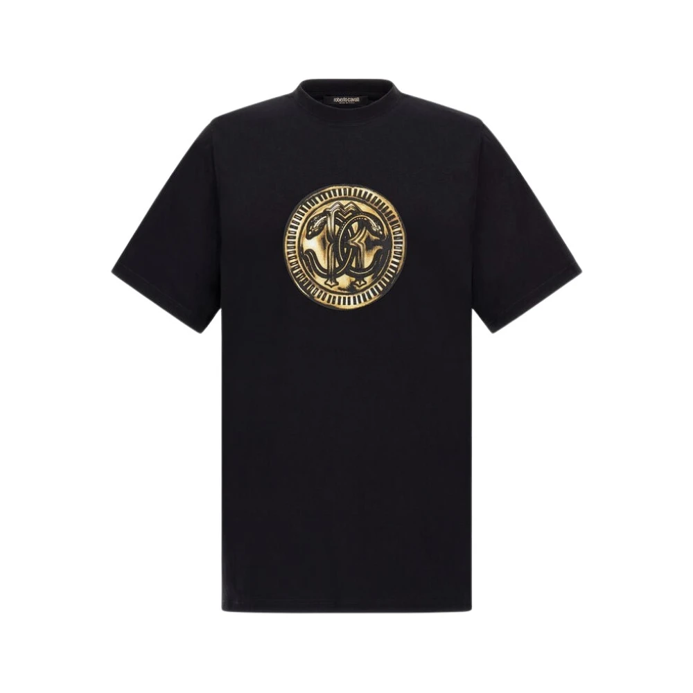 Roberto Cavalli T-shirt met bandana patchwork print Black Heren