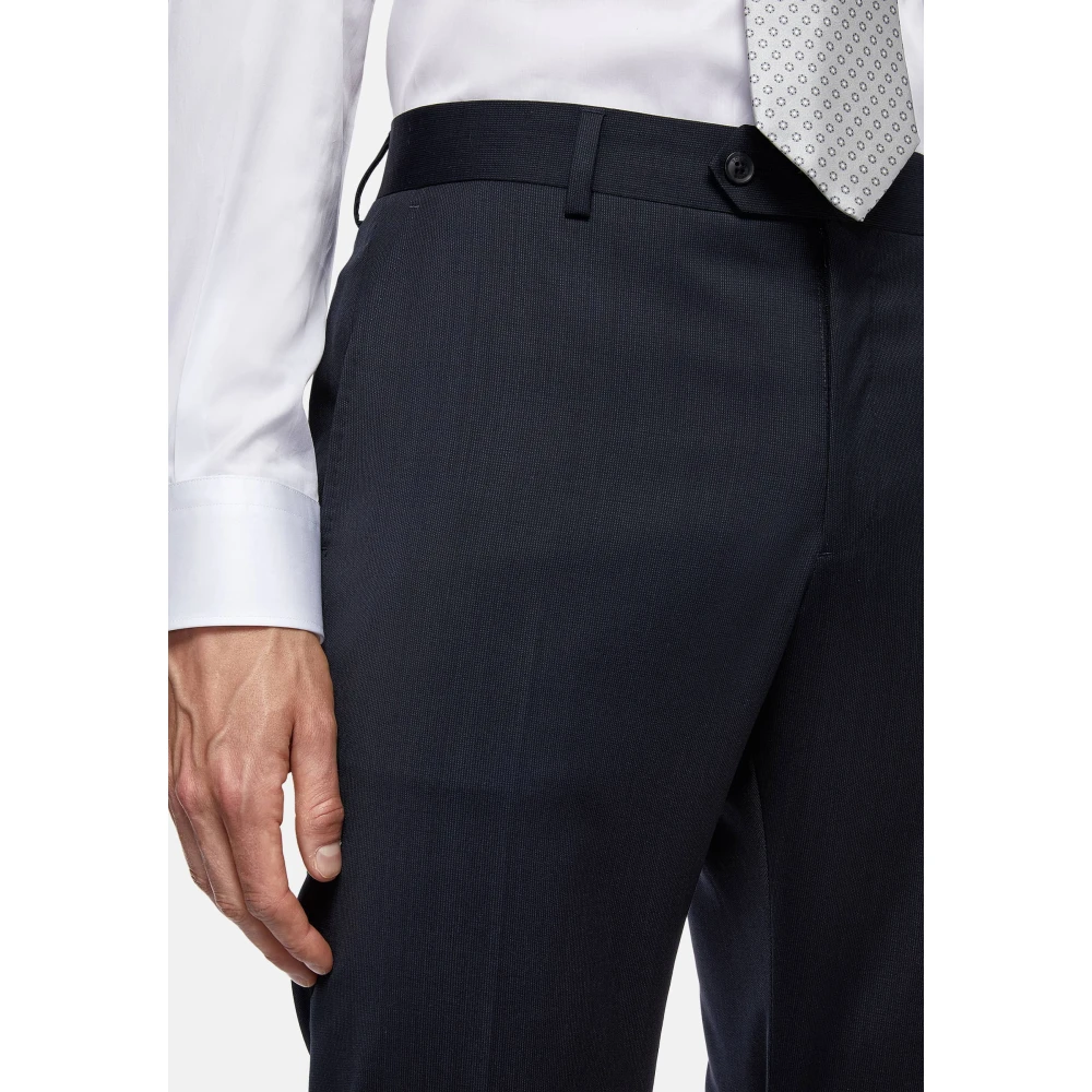 Boggi Milano Pinstripe Stretch Wol Pak Blue Heren