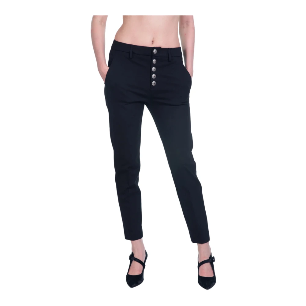 Dondup Zwarte Slim Chino Cropped Broek Black Dames